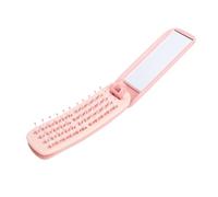 BRRNOO Spazzola per Capelli Tascabile Autopulente, Spazzola per Capelli Viaggio su Due Lati con Specchio e Cuscinetto Rimovibile, per Allenamento Viaggio per Donne e Ragazze (PINK)
