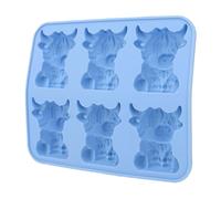 Brrnoo Stampo per Cubetti di Ghiaccio 3D Riutilizzabile in Silicone Mini Highland Ice Tray a 6 cavità con Forma di Mucca Dettagliata per Cocktail di Whisky Birra Gelatina Al Ciocc