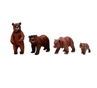 Brrnoo Statuette di Orso Grizzly in 4 Pose, Figure Animali Realistiche con Dettagli Dipinti a Mano per la Decorazione della Casa, la Collezione e L'educazione scientifica (Set da 4 pezzi)
