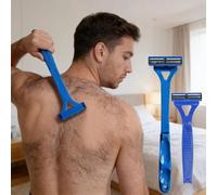 BRRNOO Tagliacapelli per la Schiena Strumento per la Toelettatura della Schiena Tagliacapelli per il Corpo Manico Esteso 44 Cm Non Necessita di elettricità Design Pieghevole co (BLUE)