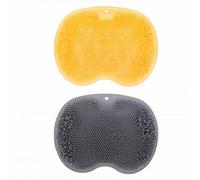 Brrnoo Tappetino Scrubber per Piedi con Ventose, Scrubber per Piedi e Schiena, 25x30 Cm, in TPR, Massaggiatore a Doppio Scopo Delicato Sulla Pelle, per Doccia e Relax (arancione grigio scuro)