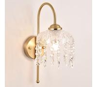 BRRSKBK Applique da parete in cristallo vintage dorato, applique da parete per bagno vintage, lampada da parete industriale in stile francese, per ragazze, camera da letto, comodino, soggiorno, corrid