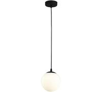 BRRSKBK Lampada a sospensione in vetro bianco latte Lampadario nero piccola illuminazione a sospensione Palla rotonda Lampada a sospensione moderna a soffitto di metà secolo Lampadario vintage per cam