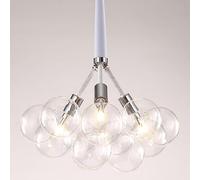 BRRSKBK Lampadario a bolle in vetro trasparente a 12 sfere, oro nero, lampada a sospensione moderna della metà del secolo, lampada a sospensione industriale per fattoria, per tavolo da pranzo, soggior