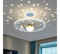 BRRSKBK Plafoniera LED Astronauta per Camera dei Bambini con Proiettore Stelle Dimmerabile Rotondo Lampadario Moderno Lampada a Sospensione Plafoniera per Camera da Letto per Ragazzi per Ragazze Camer