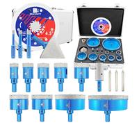 BRSCHNITT Kit sega a tazza diamantata per piastrelle con punta pilota (6-100 mm), punta diamantata per trapano a secco, gambo triangolare e lama per piastrelle in porcellana, ceramica, pietra, granito
