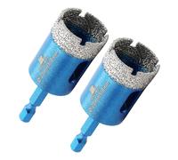 BRSCHNITT - Set di Punte Diamantate per Trapano da 25 mm, 2 Pezzi, 2,5 cm, per Porcellana, Piastrelle, Ceramica, Pietra, Granito, Marmo, Con Codolo Esagonale, per Foratura a Secco