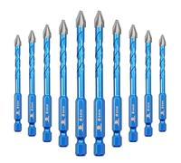 BRSCHNITT Set di punte eccentriche per trapano da 6 mm, 10 pezzi, in carburo, per muratura, porcellana, piastrelle in ceramica, vetro, plastica dura, cemento, granito, ecc