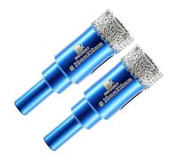 BRSCHNITT - Set di punte per trapano diamantate a secco, 2 pezzi/confezione da 20 mm, per sega a tazza diamantata con gambo rotondo per porcellana, ceramica, pietra, granito, marmo, trapano a secco