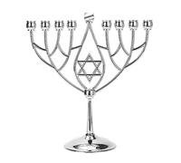 BRTAGG Hanukkah Menorah,Migliora le tazze con spilli integrati,Portacandele Stella di David 9 rami,Adatto a tutte le candele fino a 15 mm di diametro,Regali ebraici (argento)