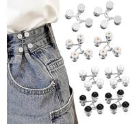 BRTNUP 8 clip di serraggio per vita, regolabili in 3 stili, bottoni per jeans con margherite, soluzione senza cuciture per pantaloni larghi, perfetti per gonne dei pantaloni