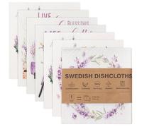 BRTNUP Confezione da 6 strofinacci svedesi, riutilizzabili, viola lavanda, 100% spugna biodegradabile e compostabile, regalo di supporto emotivo, panni da cucina senza plastica, per lavare i piatti