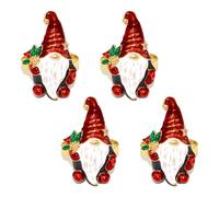 BRTNUP Set di 4 portatovaglioli natalizi con renna di Natale, con fibbia per tovaglioli, per Natale, pranzo, feste, vacanze, decorazione da tavolo (Babbo Natale, taglia unica)