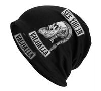 BRTOLIIAO Ci vediamo nel Valhalla Teschio vichingo Skullies Cappellini Cappellini Unisex Cappello caldo invernale a maglia Norreno Odin Ragnar Warrio Cappelli a cappuccio