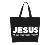 BRTOLIIAO Gesù Cristo La Via La Verità, la Vita Sacco della spesa Borse della spesa Cartelle Christian Canvas Borsa a tracolla Large Capacità