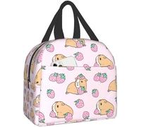 BRTOLIIAO Lunch box isolante con porcellino d'India rosa e fragola Lunch box impermeabile Lunch bag riutilizzabile per il picnic in ufficio scolastico