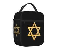 BRTOLIIAO Sacco pranzo isolante stampato Stella di David riutilizzabile e impermeabile portatile Oxford Thermal Cooler Bento Box per il picnic di lavoro