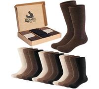 Brubaker 10 Paia di Calze da Uomo - Comfort & Business - Grande Set per Sport e Vita Quotidiana - Calze Eleganti in Confezione Regalo - Calzini in Cotone Neri, Marroni e Beige - Taglia 43-46