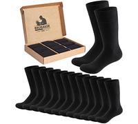 Brubaker 10 Paia di Calze da Uomo Nere - Calzini in Cotone Uomo - Comfort & Business - Calze per Sport, Quotidiano ed Abiti Eleganti - Calzini Traspiranti in Confezione Regalo - Taglia 47-50