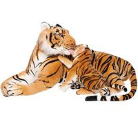 BRUBAKER 100 cm Tiger Coccolone Giocattolo con Tigre Bambino Tigre - Mamma Sdraiata Bambino Peluche Giocattolo di Peluche - Marrone