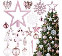 BRUBAKER 101 Pezzi di Decorazioni per Albero di Natale di Qualità Superiore - Set di Baubles Natalizi con Glitterati, Fiocchi di Neve, Fiocchi, Ghiaccioli, Stelle e Coperchio per Albero - Oro