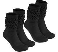 Brubaker 2 Paia di Calze Sportive Retrò - Calze da Donna per Fitness, Yoga, Allenamento, Ginnastica e Benessere - 2 Paia di Calzini Sportivi a Maglia per Donna - Nero, 35-38