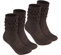 Brubaker 2 Paia di Calze Sportive Retrò - Calze da Donna per Fitness, Yoga, Allenamento, Ginnastica e Benessere - 2 Paia di Calzini Sportivi a Maglia per Donna - Marrone Scuro, 35-38