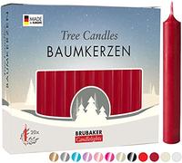 BRUBAKER 20 Confezioni di Candele per Albero Cera | Candele di Natale Candele Piramide Candele Dell'Albero di Natale - Rosso Scuro