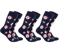 Brubaker 3 Paia di Calzini di Natale per Uomini e Donne - Babbo Natale - Calzini di Cotone di Natale - Taglia 41-45