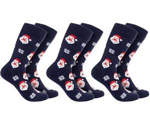 Brubaker 3 Paia di Calzini di Natale per Uomini e Donne - Babbo Natale - Calzini di Cotone di Natale - Taglia 41-45