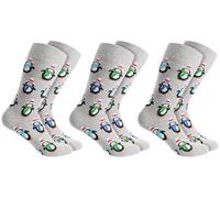 Brubaker 3 Paia di Calzini di Natale per Uomini e Donne - Pinguini - Calzini di Cotone di Natale - Taglia 35-40