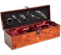 Brubaker 7 Pz. Scatola per Il Vino Elegante con Set da Bar per Sommelier - INC. Cavatappi + Apribottiglieo + cap + Beccuccio + Tappo + Termometro + Anello