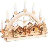 Brubaker Arco di Candele 3D - Mercatino di Natale - Luci di Natale LED in Legno Naturale - 31 x 41 x 11 cm - Decorazione Natalizia Dipinta a Mano per Tavolo e Davanzale