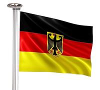 Brubaker Asta per Bandiera in Alluminio da 6 m con Bandiera Germania con Aquila e Luce Solare - Asta per Bandiera con Presa a Terra + Bandiera Tedesca + Luce a Energia Solare - Set Tutto in Uno