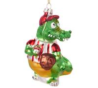 Brubaker Baseball Crocodile - Palla di Natale in Vetro Dipinto a Mano - Bocca Soffiata Decorazione Dell'Albero di Natale Figure Buffo Ciondolo Decorazione Palla Albero - Ca. 11,5 cm