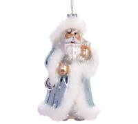 Brubaker Bianco Babbo Natale Argento - Palla di Natale in Vetro Dipinto a Mano - Bocca Soffiata Decorazione Albero di Natale Figure Decorazione Decorazione Ciondolo Albero Palla - 15 cm