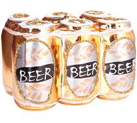 Brubaker Birra in Scatola Six-Pack Gold - Palla di Natale in Vetro Dipinto a Mano - Bocca Soffiata Decorazione Dell'Albero di Natale Figure Buffo Ciondolo Decorazione Albero Palla - 8 cm