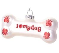 Brubaker Bones I Love My Dog - Palla di Vetro Dipinto a Mano di Natale - Bocca Soffiata Ornamenti Albero di Natale Figure Buffe Decorazioni Ciondolo Decorazione Albero Palla - 9,5 cm