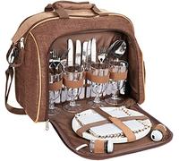 Brubaker Borsa da Picnic Duffel Bag per 4 Persone Color Marrone 38 × 30 X 21,5 cm Borsa a Tracolla con Scomparto Refrigerante