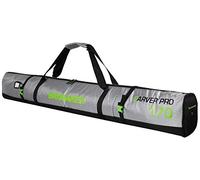 Brubaker Borsa da Sci Carver Tecpro - Borsa Porta Scarponi da Sciper 1 Paio di Sci + Bastoncini - Color Argento/Verde - 170 cm
