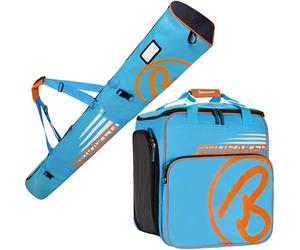 Brubaker Borsa Porta Scarponi con Scomparto Casco et Sacca da Sci Colore Blu/Arancio 190 cm