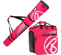 Brubaker Borsa Porta Scarponi con Scomparto Casco et Sacca da Sci Colore Neon Fuchsia/Bianco 190 cm