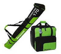 Brubaker Borsa Porta Scarponi 'Super Function 2.0' con Scomparto Casco et Sacca da Sci 'Carver PRO 2.0' Colore Nero Verde 170 cm