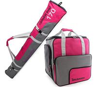 Brubaker Borsa Porta Scarponi 'Super Function 2.0' con Scomparto Casco et Sacca da Sci 'Carver PRO 2.0' Colore Fucsia/Grigio 170 cm