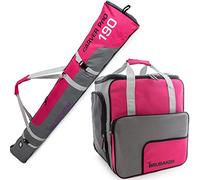 Brubaker Borsa Porta Scarponi 'Super Function 2.0' con Scomparto Casco et Sacca da Sci 'Carver PRO 2.0' Colore Fucsia/Grigio 190 cm