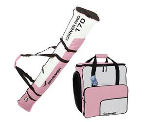 BRUBAKER Borsa porta scarponi 'Super Function' con scomparto casco et sacca da sci 'Carver Pro' colore rosa bianco 170 cm