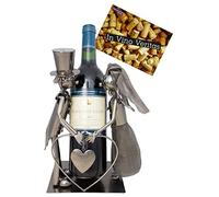 Brubaker Portabottiglia da vino Coppia di Sposi in metallo con biglietto di auguri Regalo di nozze