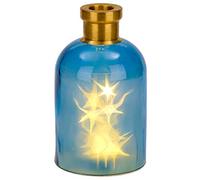 BRUBAKER Bottiglia luminosa decorativa 'Magia' con 10 luci LED a forma di stella - altezza 24 cm - blu