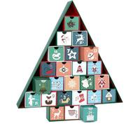 BRUBAKER Calendario dell'Avvento da Riempire - Albero di Natale - Calendario Natalizio fai da te con 24 Porte per Buoni, Dolci e altre Sorprese - Alto 51 cm in Cartone - Colore Verde
