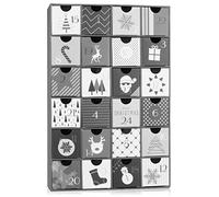 BRUBAKER Calendario Dell'Avvento da Riempire - Natale Bianco e Nero - Calendario Natalizio Fai da te con 24 Porte Per Buoni, Dolci e Altre Sorprese - 32,5 cm di Altezza In Cartone